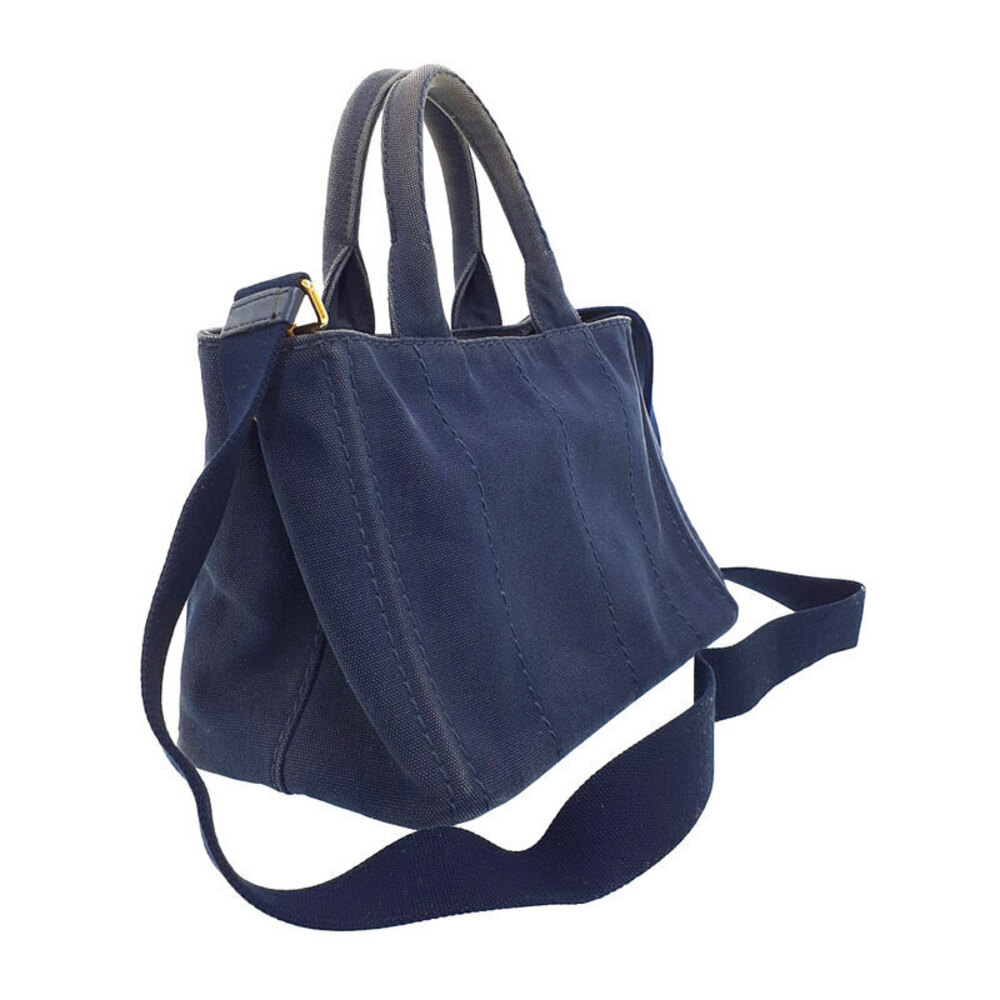 Prada Canapa Tote Shoulder bag blue canvas - Picture 2 of 9